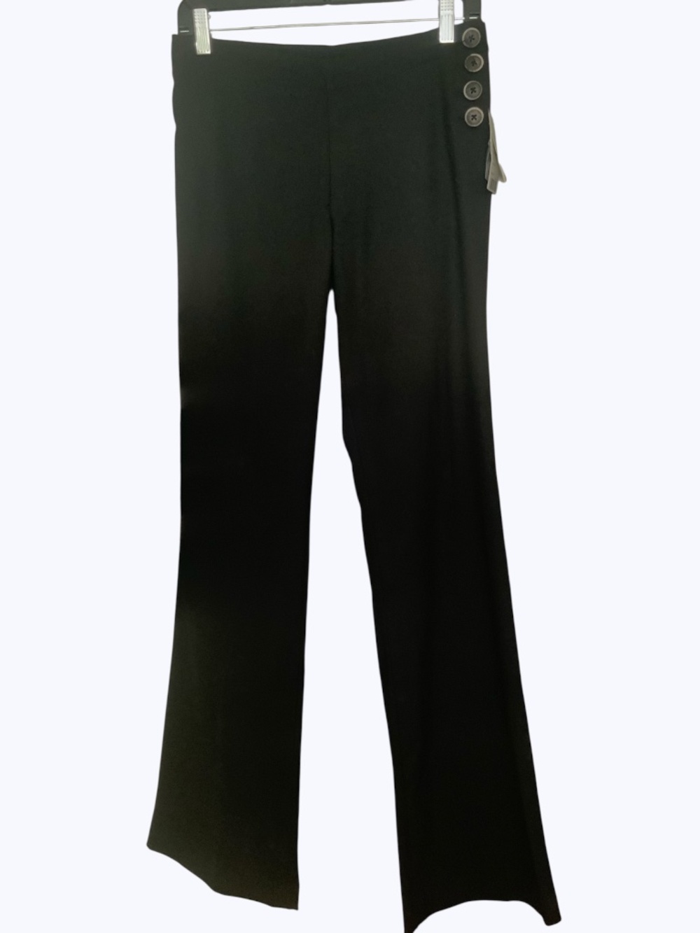 Anthropologie Elevenses Brighton Black Side Button Midrise Trouser Pant NWT SZ 4 - Picture 4 of 14